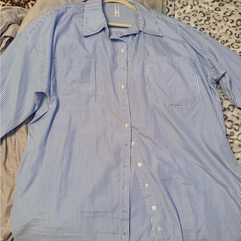 Blue Striped Button-Up dress